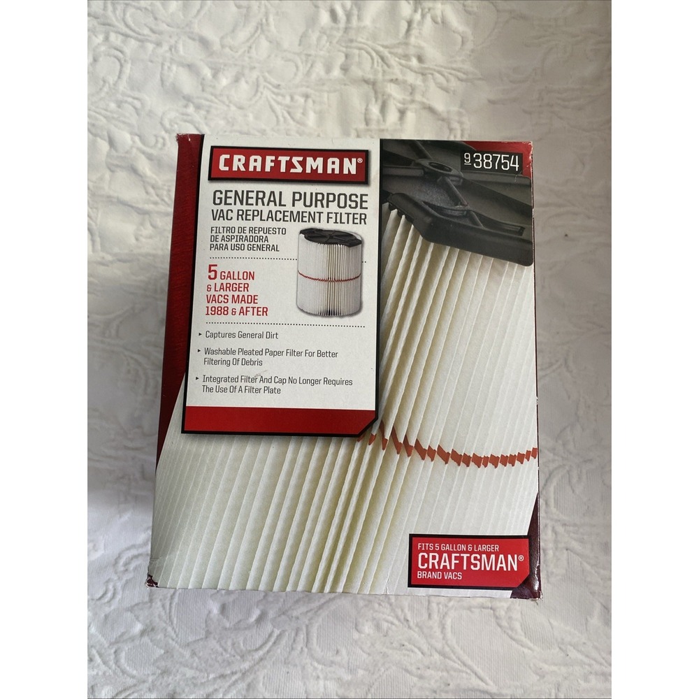 Genuine Craftsman 009-38754 General Purpose Vacuum Filter‎ Fits Current 5-20 Gal